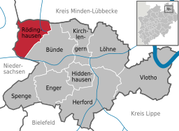 Läget för Rödinghausen i Kreis Herford