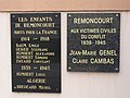 Plaques commémoratives de trois guerres.