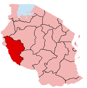 Harta regiunii Rukwa în cadrul Tanzaniei