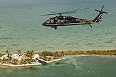 The American militia movement claim that a coup d'etat will be launched by a "Secret Team" in black helicopters. CBP UH-60 Blackhawk.jpg