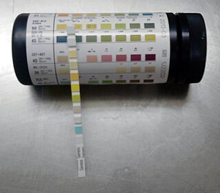 <span class="mw-page-title-main">Urine test strip</span> Diagnostic tool used in urinalysis