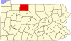 State map highlighting McKean County