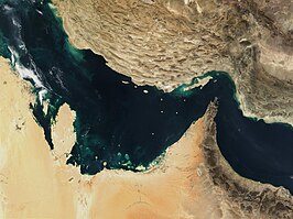 Satellietfoto Perzische Golf en de Golf van Oman