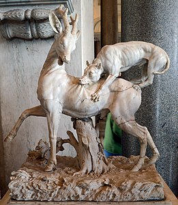 Roman statue of a hunting dog in Museo Pio-Clementino