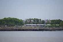 Black Tom Island as seen from Liberty Island in June 2024.