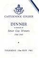 Senior Cup winners Dinner Menu 1965