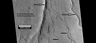 Possible inverted stream channels, as seen by HiRISE under HiWish program. The ridges were probably once stream valleys that have become full of sediment and cemented. So, they became hardened against erosion which removed surrounding material. Illumination is from the left (west).