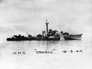 HMS <i>Orwell</i> (G98) O-class destroyer converted to Type 16 frigate of the Royal Navy