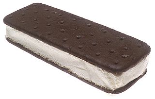 <span class="mw-page-title-main">Ice cream sandwich</span> Frozen dessert typically composed of ice cream between two biscuits