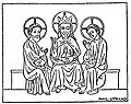 “ตรีเอกภาพ” จากคริสต์ศตวรรษ 14 เป็นภาพเหมือนมนุษย์สามคน ประเทศฝรั่งเศส