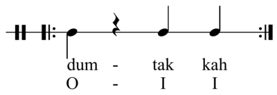 Wazn wahdah sayirah, a relatively short measure of four beats Wazn wahdah sayirah.PNG