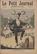 «El paso del socio», caricatura de Clemenceau que figura en un suplemento ilustrado del Petit Journal del 19 de agosto de 1893 (víspera de la primera vuelta de las elecciones legislativas).