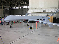 MQ-1 Predator, with inert Hellfire missiles, on display at the 2006 Edwards Open House