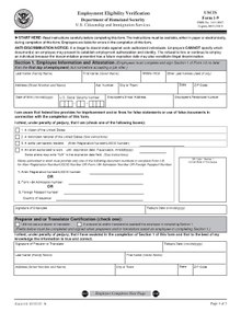 USCIS Form I-9, Employment Eligibility Verification (revised July 2017) I-9.pdf