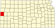 Map of Kansas highlighting Greeley County