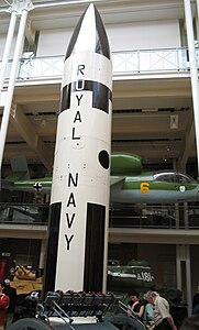 Missile Polaris de la Royal Navy exposé au Imperial War Museum.