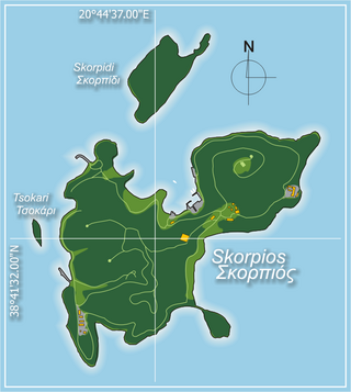 <span class="mw-page-title-main">Skorpios</span> Greek island in the Ionian Sea