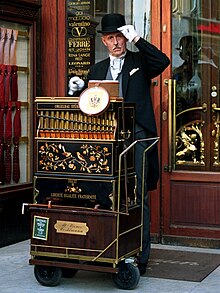 A barrel organ player in Vienna, Austria Austrian BarrelOrgan.jpg