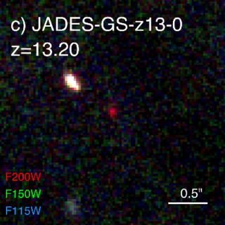 <span class="mw-page-title-main">JADES-GS-z13-0</span> High-redshift Lyman-break galaxy that is one of the oldest galaxies known