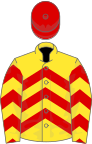 Yellow, red chevrons, red cap