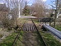 Bro over Rismøllebækken - på trekanten forude lå Dronningborg trinbræt fra 1952