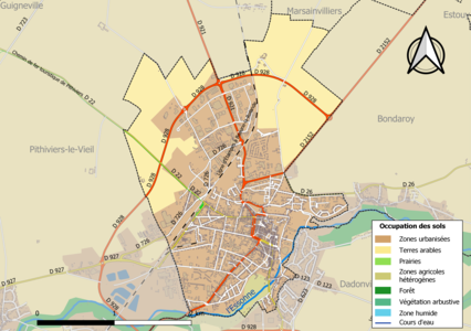 Carte des infrastructures et de l'occupation des sols de la commune en 2018 (CLC).