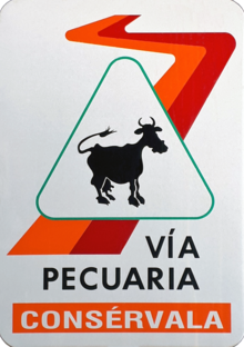 Cartel de vía pecuaria en Alcalá de Henares.