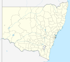 Mapa konturowa Nowej Południowej Walii, po prawej znajduje się punkt z opisem „Parramatta Stadium”