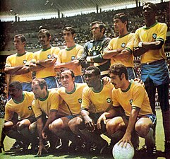 Le Brésil en 1970, avec Carlos Alberto Torres, Jairzinho, Gérson, Tostão, Pelé et Rivelino notamment.