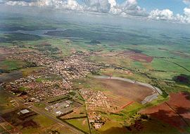 Vista de Pederneiras de um voo de Asa Delta