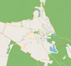 Mapa konturowa Polanowa, na dole znajduje się punkt z opisem „Lądowisko Polanów”