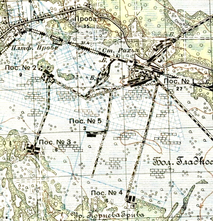 Посёлок Рахья на карте 1931 года