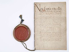 Ratification par Christine, reine de Suède du traité d'alliance de Hambourg conclu avec la France le 5 mars 1638 - Archives nationales - AE-III-43.jpg