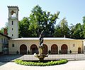 Coach house courtyard and Palace tower