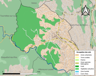 Carte en couleurs présentant l'occupation des sols.