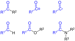 <span class="mw-page-title-main">Acyl group</span> Chemical group (R–C=O)