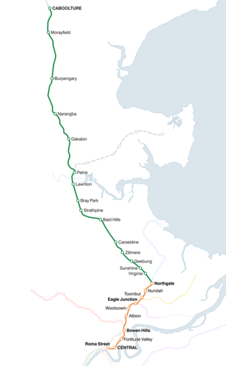 <span class="mw-page-title-main">Caboolture railway line</span> Suburban railway service in Brisbane, Australia