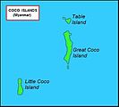 Map of the Coco Islands group, Great Coco Island in north and Little Coco Island in southwest