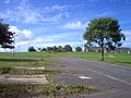 Looking up towards St Bartholomew's Church and the remains of the Coopers Close Estate, Thornley, 2005. The housing at the right of the picture was demolished in 2007