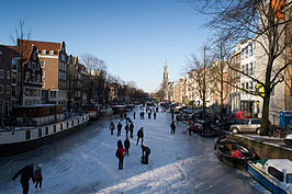 Prinsengracht met Westertoren, winter