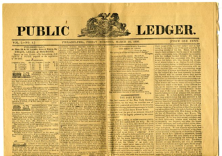 <i>Public Ledger</i> (Philadelphia) 1836–1942 daily newspaper published in Pennsylvania