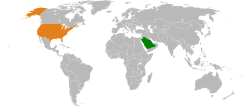 Peta memperlihatkan lokasiSaudi Arabia and USA