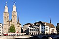 Deutsch: Grossmünster, Helmhaus-Wasserkirche und Münsterbrücke English: Grossmünster, Helmhaus-Wasserkirche and Münsterbrücke