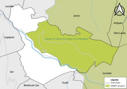 Carte de la ZNIEFF de type 2 sur la commune.