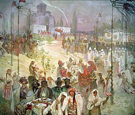 Mucha's The Slav Epic cycle No.6: The Coronation of Serbian Tsar Štěpán Dušan (1926)