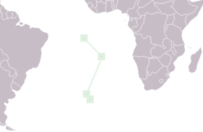 Localizarea teritoriului Sfânta Elena, Ascension și Tristan da Cunha (verde) în Oceanul Atlantic