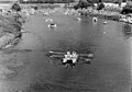 a view of Monmouth raft race from the bridge, 1960s