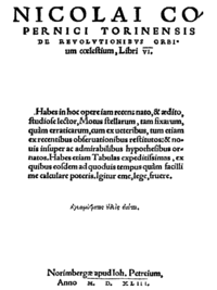 De revolutionibus orbium coelestium, första utgåvan, 1543