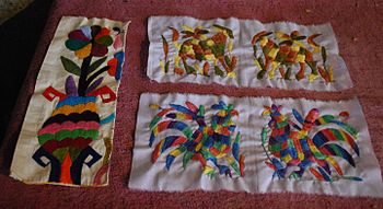 Small panels of tenango embroidery showing detail done by Elvira Clemente Gomez of Santa Monica, Tenango de Doria ElviraClementeGomez030.jpg