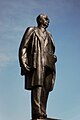 Leo Mol's Statue of John Diefenbaker on Parliament Hill, Ottawa Canada. He is depicted wearing an overcoat over a suit. He carries the Bill of Rights under his arm.